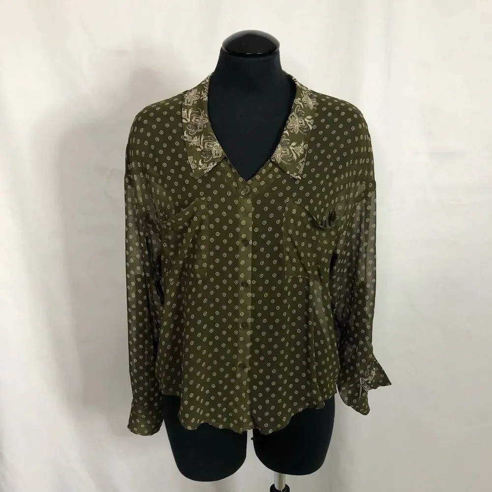 Free People Easy Rider Oversized Sheer Blouse - Women’s‎ XS